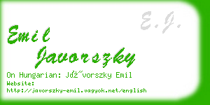 emil javorszky business card